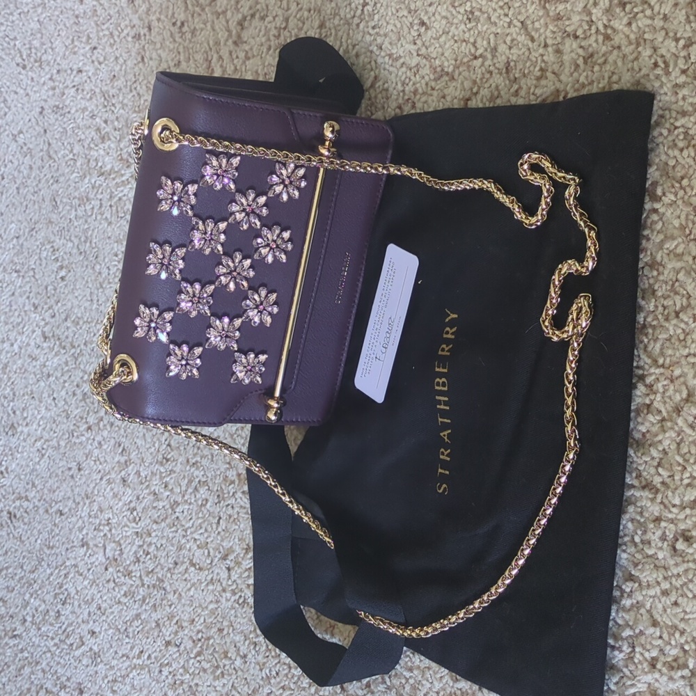 NWOT Strathberry East/West Mini - Maroon and Pink Crystal
